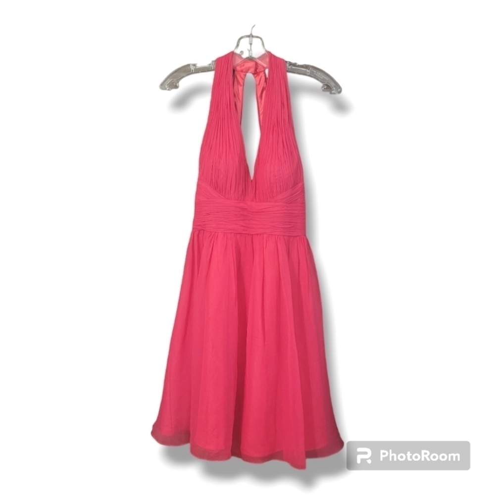 Aidan Mattox Hot Pink Halter Mini Dress